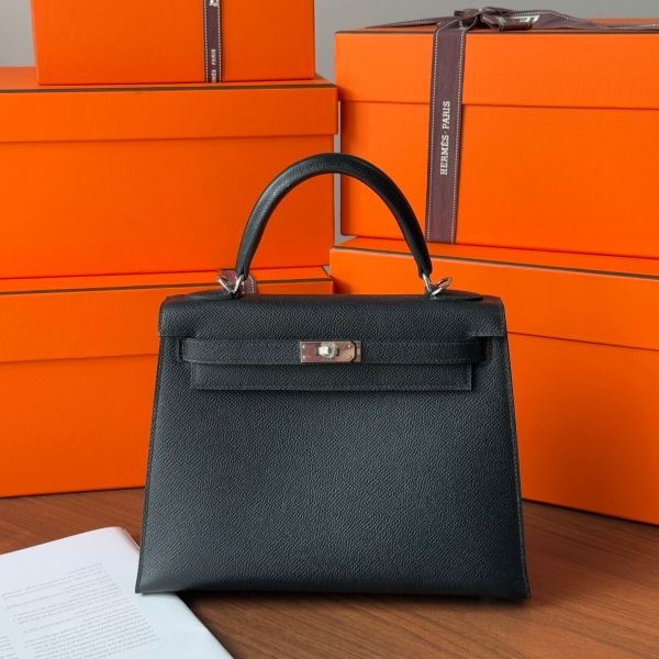 【エルメス HERMES】ケリー25 セリエ ブラック (89) エプソン シルバー金具（100％手縫）